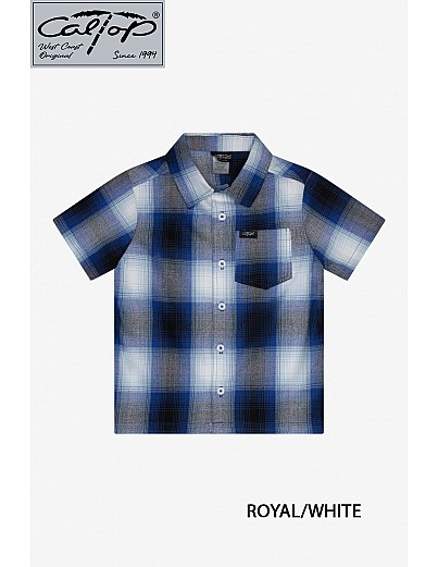 KS001 S/S PLAID : ROYAL-WHITE
